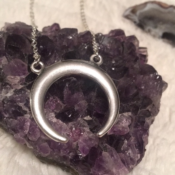 Boho Crescent Moon Horn Necklace - Picture 2 of 4